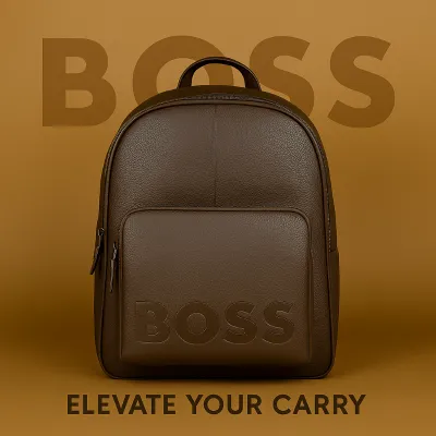 HUGO BOSS LEATHER BACKPACK -DEPP GREY